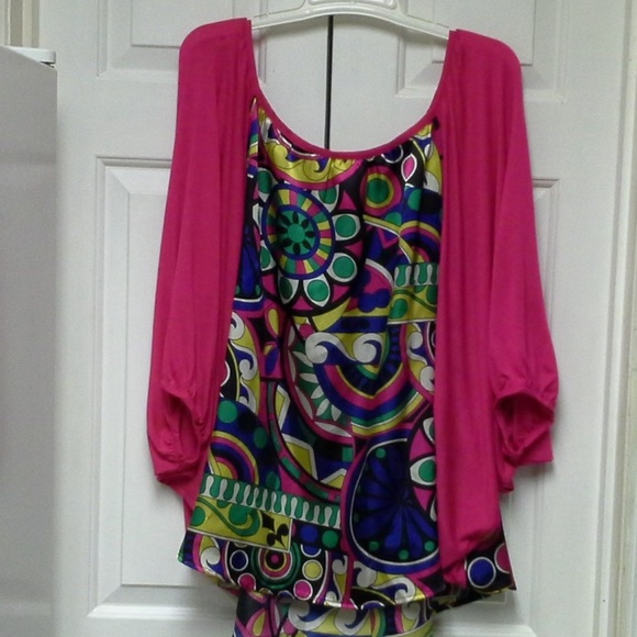 Hot in Hollywood Tops - Abstract Multi-Color Dolman Sleeve Top HOST PICK